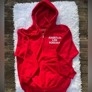 Linda Finegold red zip up hoodie